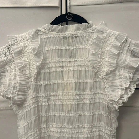 NWT gorgeous Anthropologie sarah hann white ruched blouse M - Picture 14 of 15